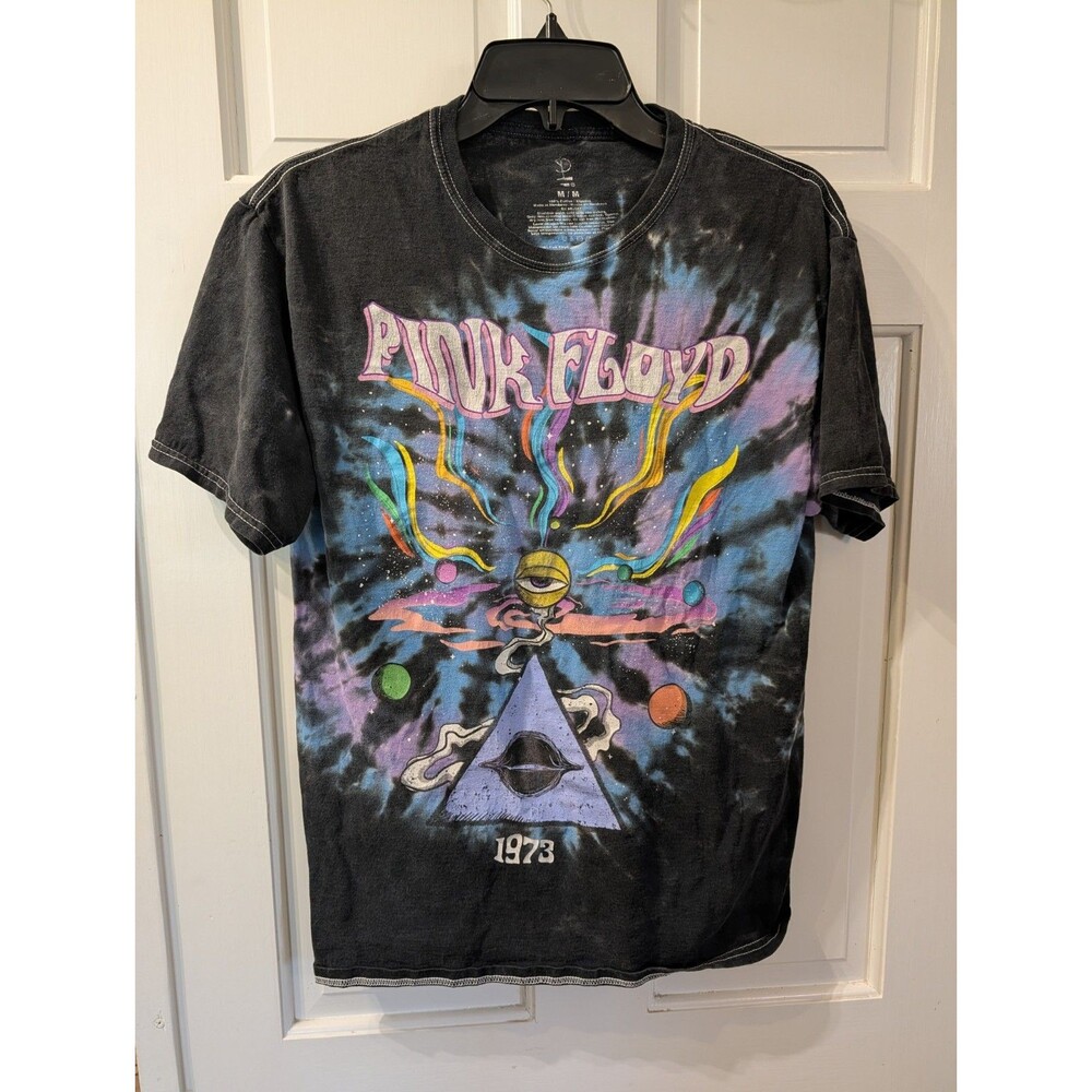 Pink Floyd 1973 Tie Dye Band T Shirt Mens Medium Black Graphic Rock Tee - Picture 9 of 9